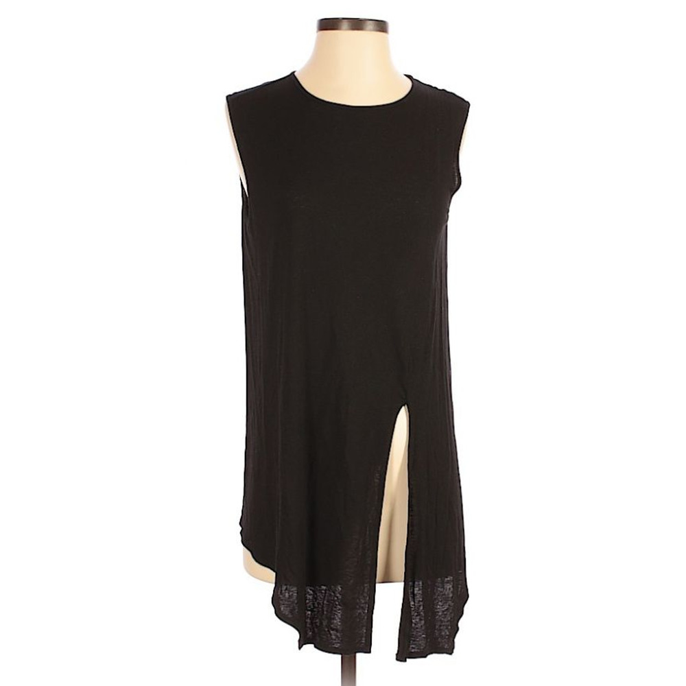 Trouve Black Sleeveless Linen blend Top